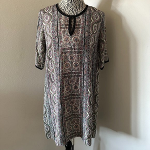 Women's Calypso St.Barth Elmika Silk Paisley Multicolor Boho Shift Dress Size S.